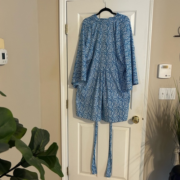 Coolibar Turquoise and White Cover Up/Dress/Kimono UPF 50+. Large - Picture 7 of 8